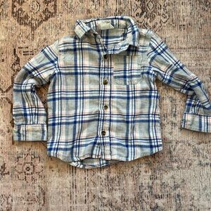 Crazy 8 Blue and White Plaid Button Down Shirt
